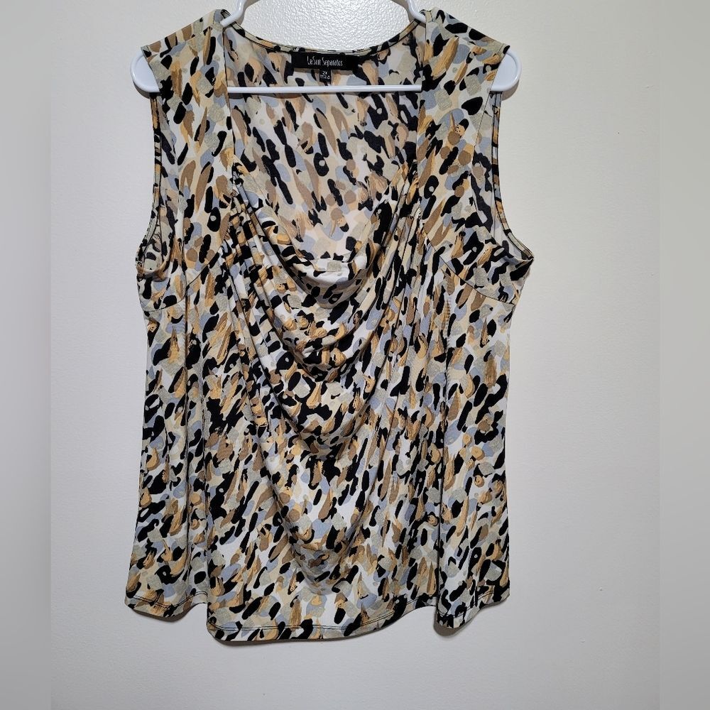 LeSuit Separates Women's Sleeveless Cowl Neck Top - Black, White, Tan 2X